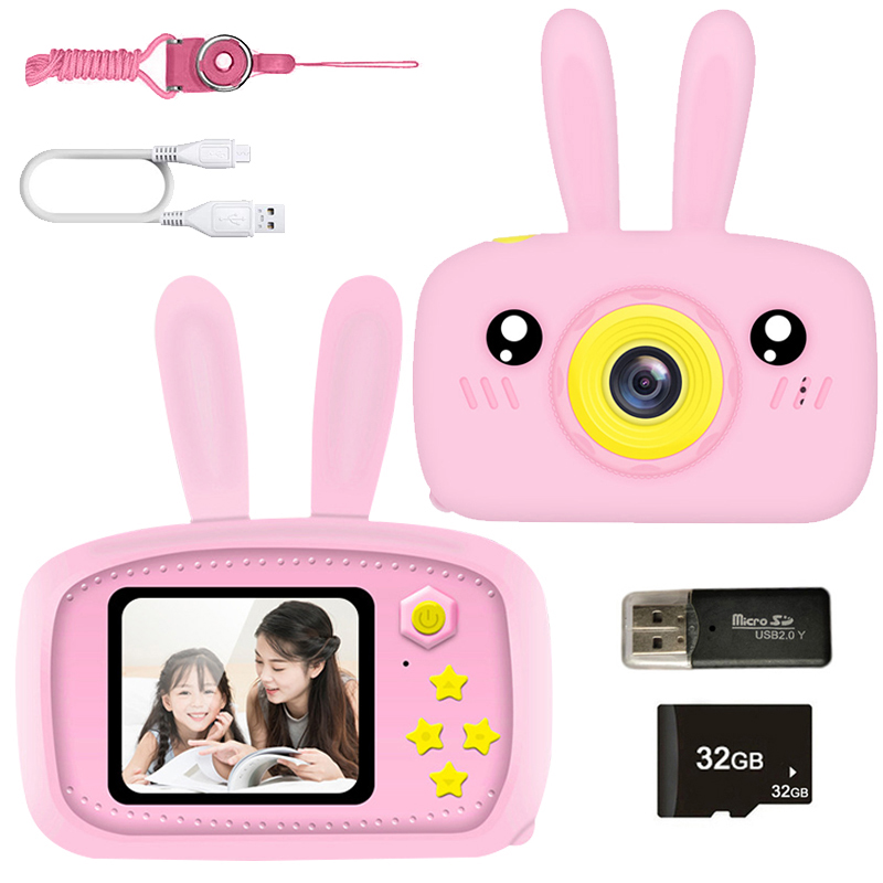 Kids Education Video - 2インチHDスクリーンを備えたミニウサギ型カメラ,教育玩具,子供向け,デジタルビデオ