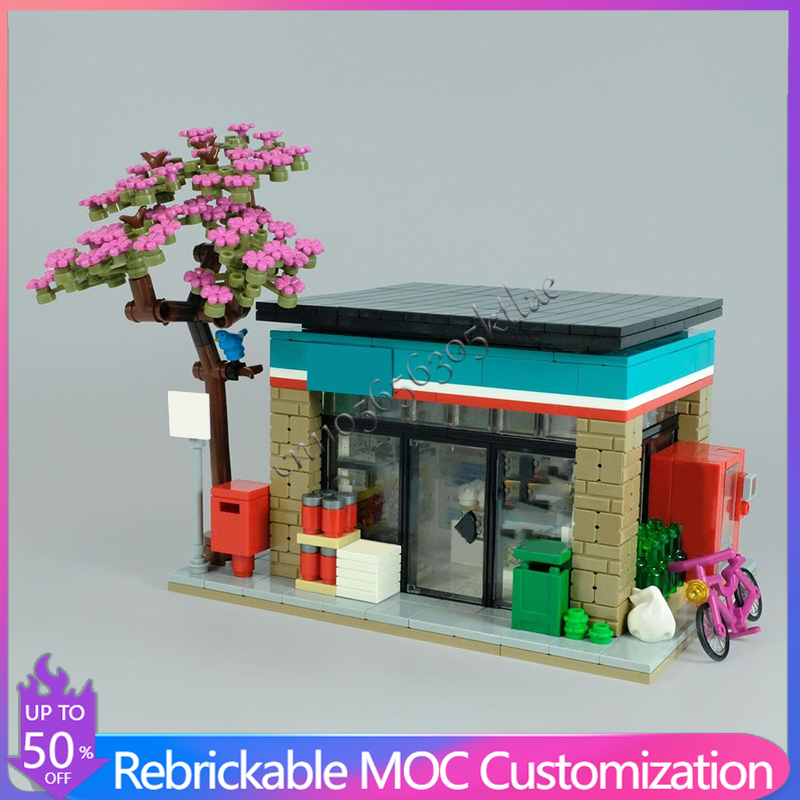 Kids Education Store - 602 個カスタマイズアーバンハウスストリートコンビニエンスストア建設 MOC ビルディングブロックモデル教育玩具子供クリスマスギフト