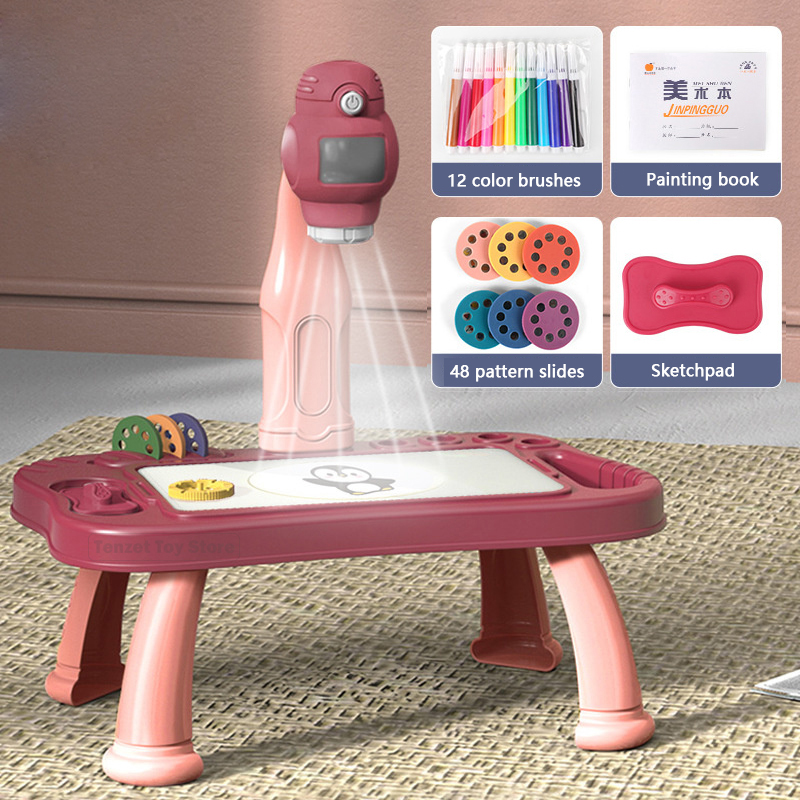Kids Education Tablet - 子供のためのインテリジェントなプロジェクターセット,教育玩具,手工芸品の描画,絵画ツール