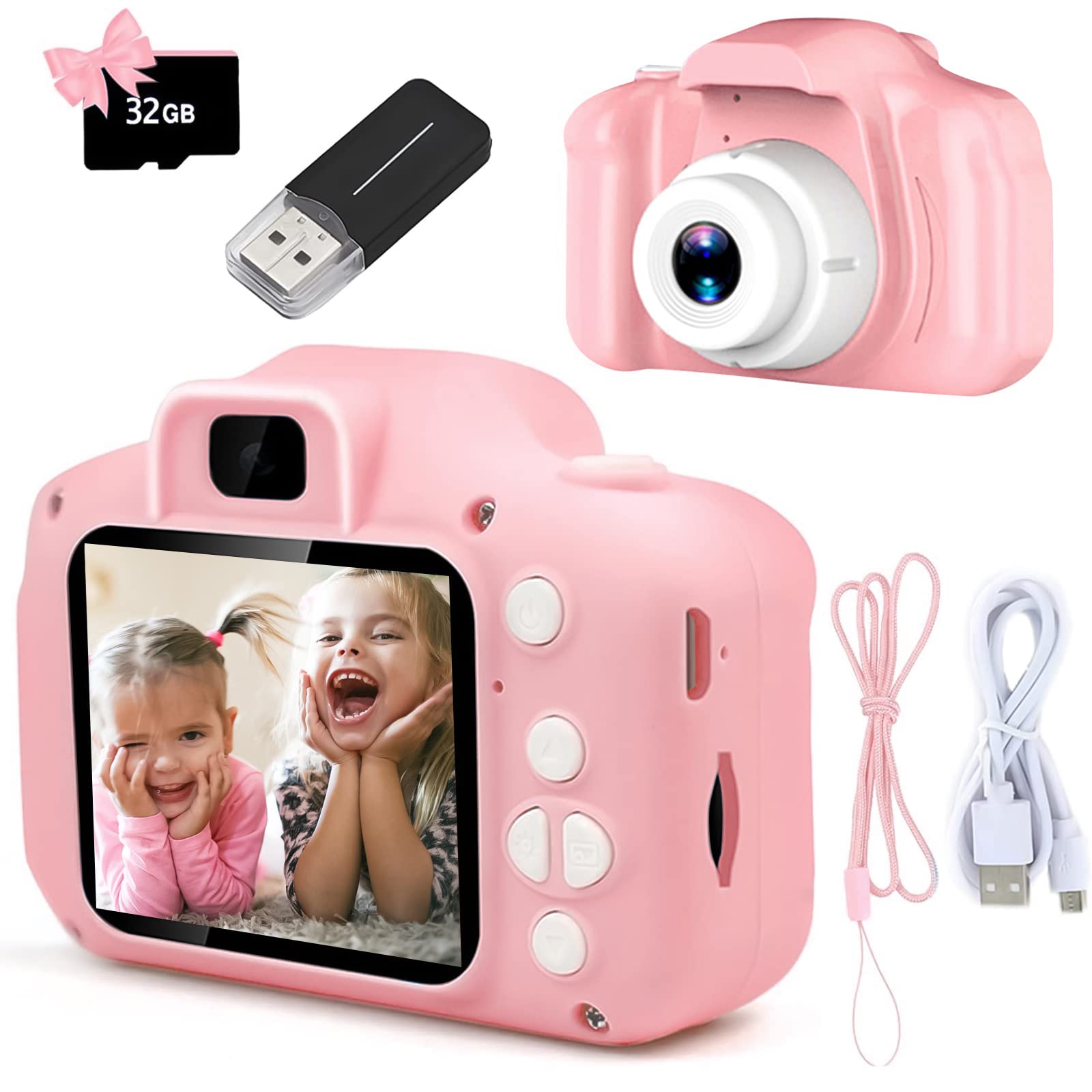 Kids Education Video - 子供用カメラおもちゃミニ HD デジタルビデオ自撮りカメラポータブル屋外写真教育玩具子供のためのクリスマスギフト