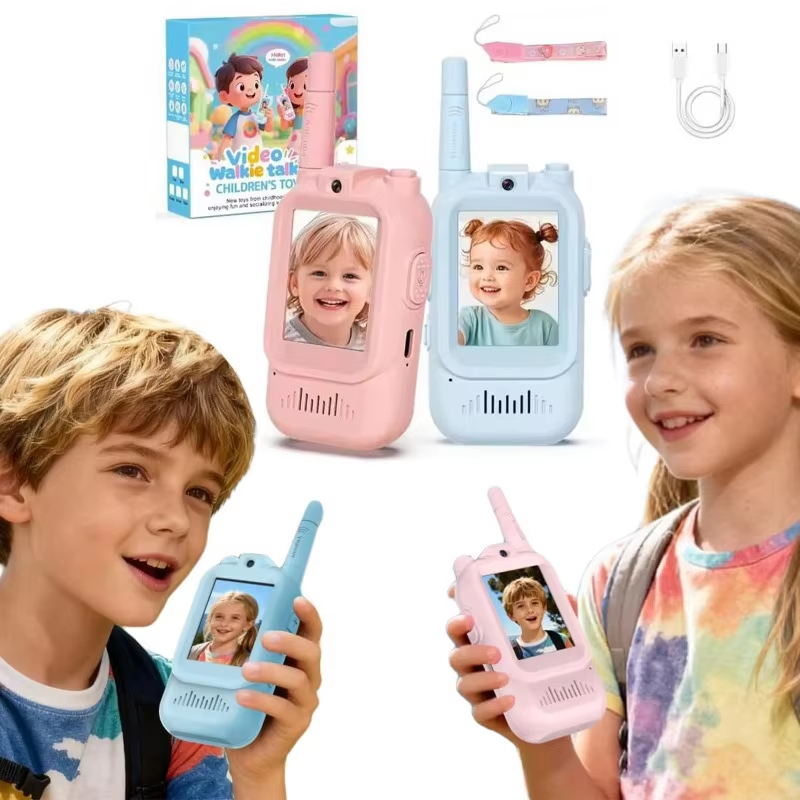 Kids Education Video - キッズビデオウォーキートーキー 2個パック 長距離通話可能 充電式 室内キャンプ ハイキング
