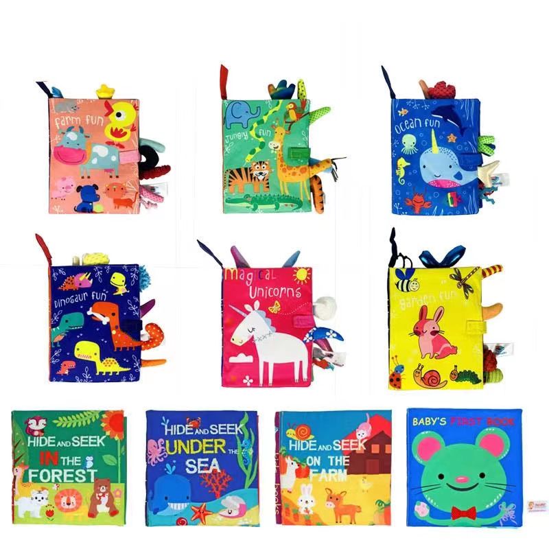 Kids Education Mobile - 0-36Months ベビーガラガラモバイルおもちゃソフトアニマル布ブック新生児ベビーカー吊り下げおもちゃ早期学習教育子供の本のおもちゃ