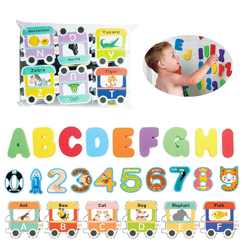 Kids Education Fun - キッズベビーバスおもちゃ楽しい泡文字数字認知早期教育玩具交通バスルーム浴槽ゲーム子供のためのギフト TMZ