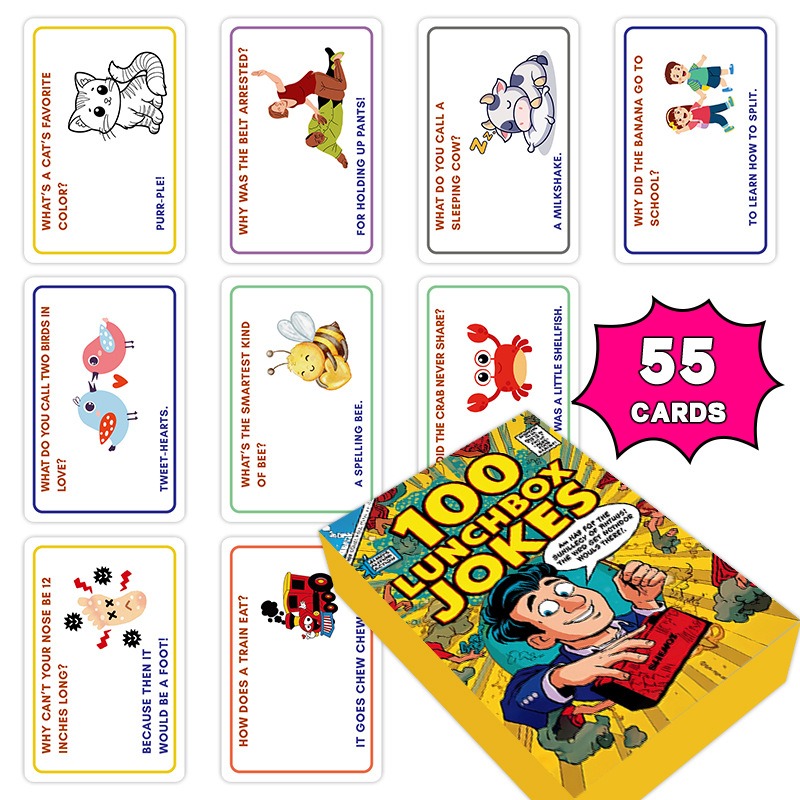 Kids Education Questions - 100枚入りランチボックスジョークカード 面白い質問と回答のジョークカード 家族で遊べるインタラクティブゲーム 子供向け早期学習教育カード 人気商品