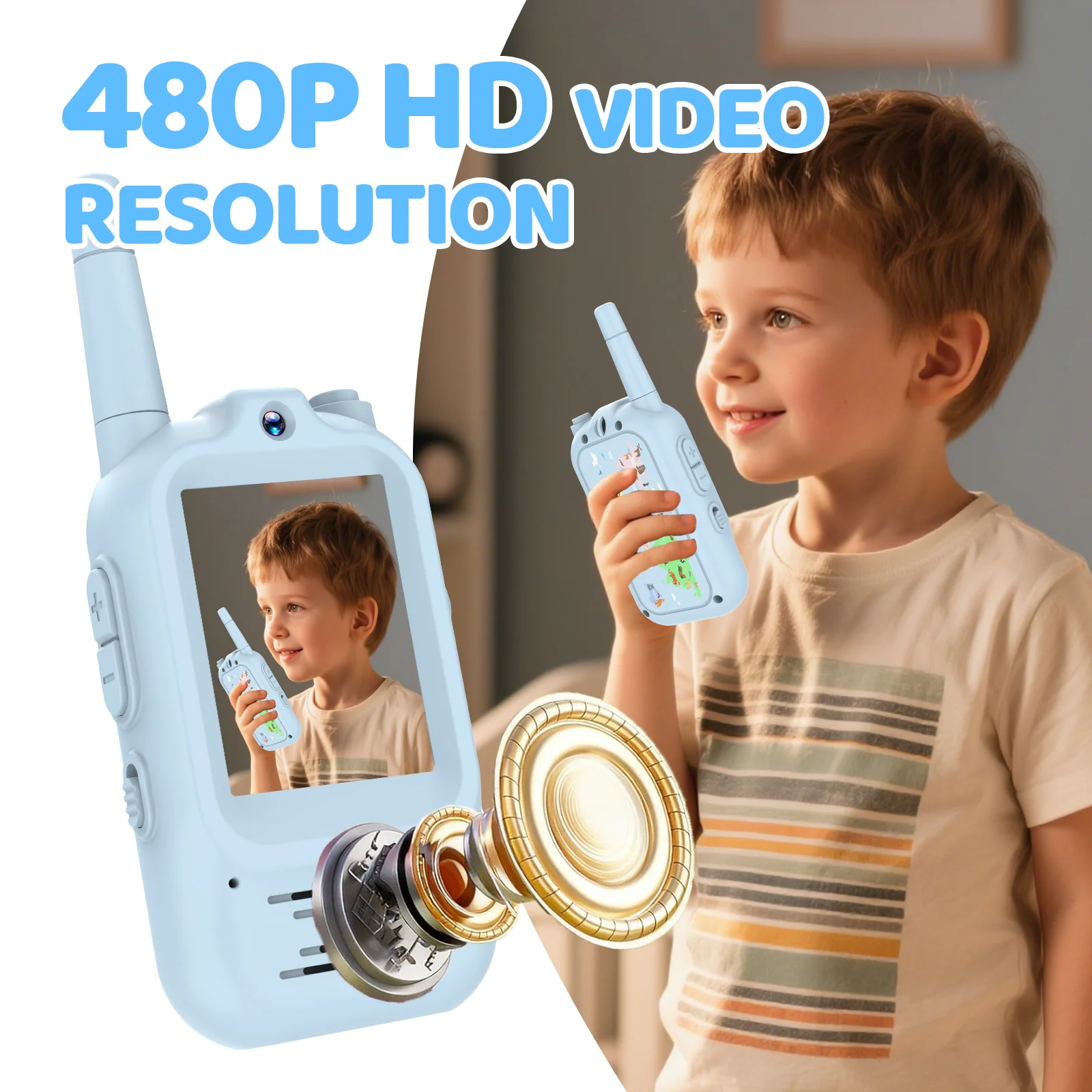 Kids Education Video - ビデオ トランシーバー 子供 ビデオウォーキートーキー キッズ充電式 2台セット