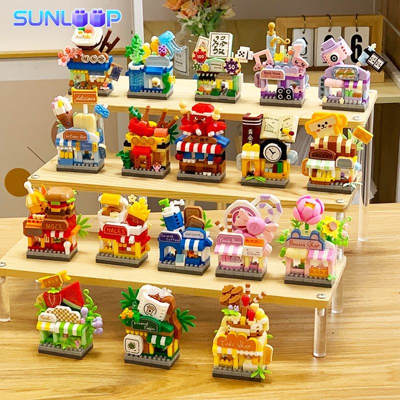 Kids Education Store - 卸売ストリートビュービルディングブロックセット、可愛い店舗モデルブリック、教育用DIYおもちゃ、子供向け大量販売パーティー学校ギフト