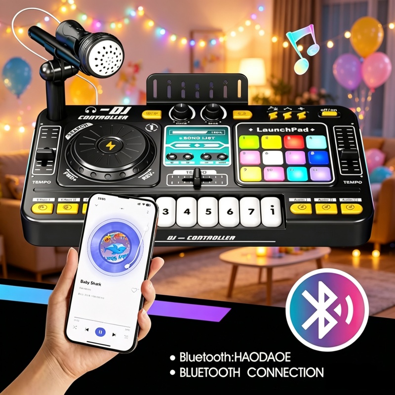 Kids Education Bd - シミュレーション DJ ミキサーコントローラーおもちゃ子供のための音楽効果電子学習キーボードゲーム子供 DJ プレーヤークリスマスギフト