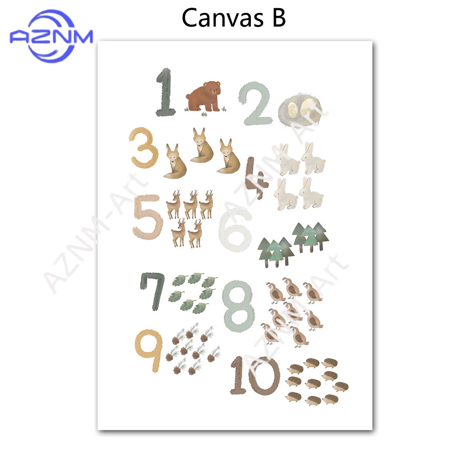 1/2 個教育学習数字動物保育園壁プリント紙キャンバス絵画北 - Kids Educational Posters のレビューと価格