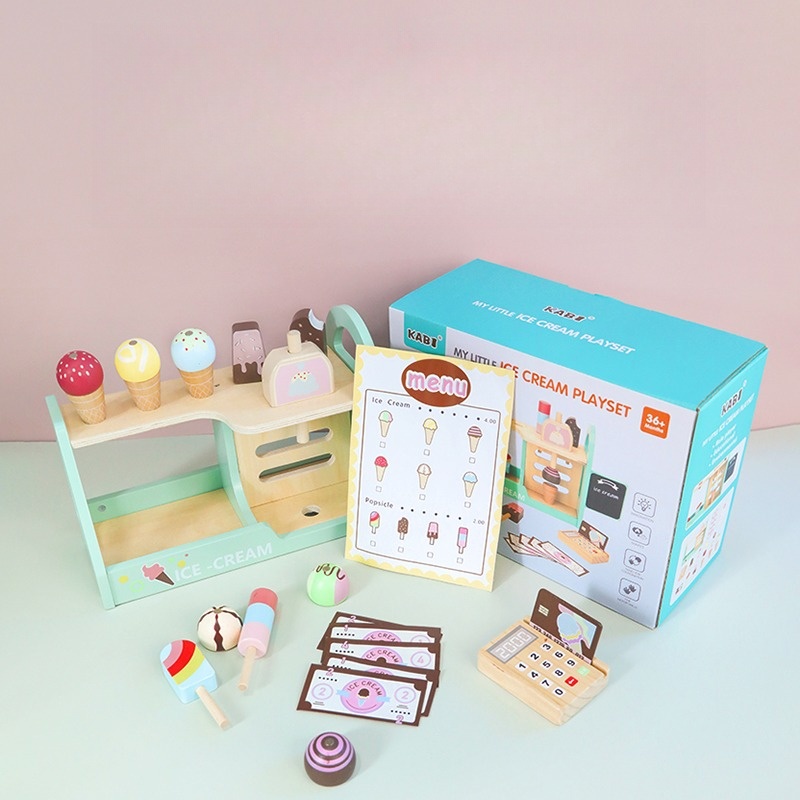 木製教育用ごっこ遊び模擬アイスクリームストア販売機（子供向け - Kids Education Store のレビューと価格