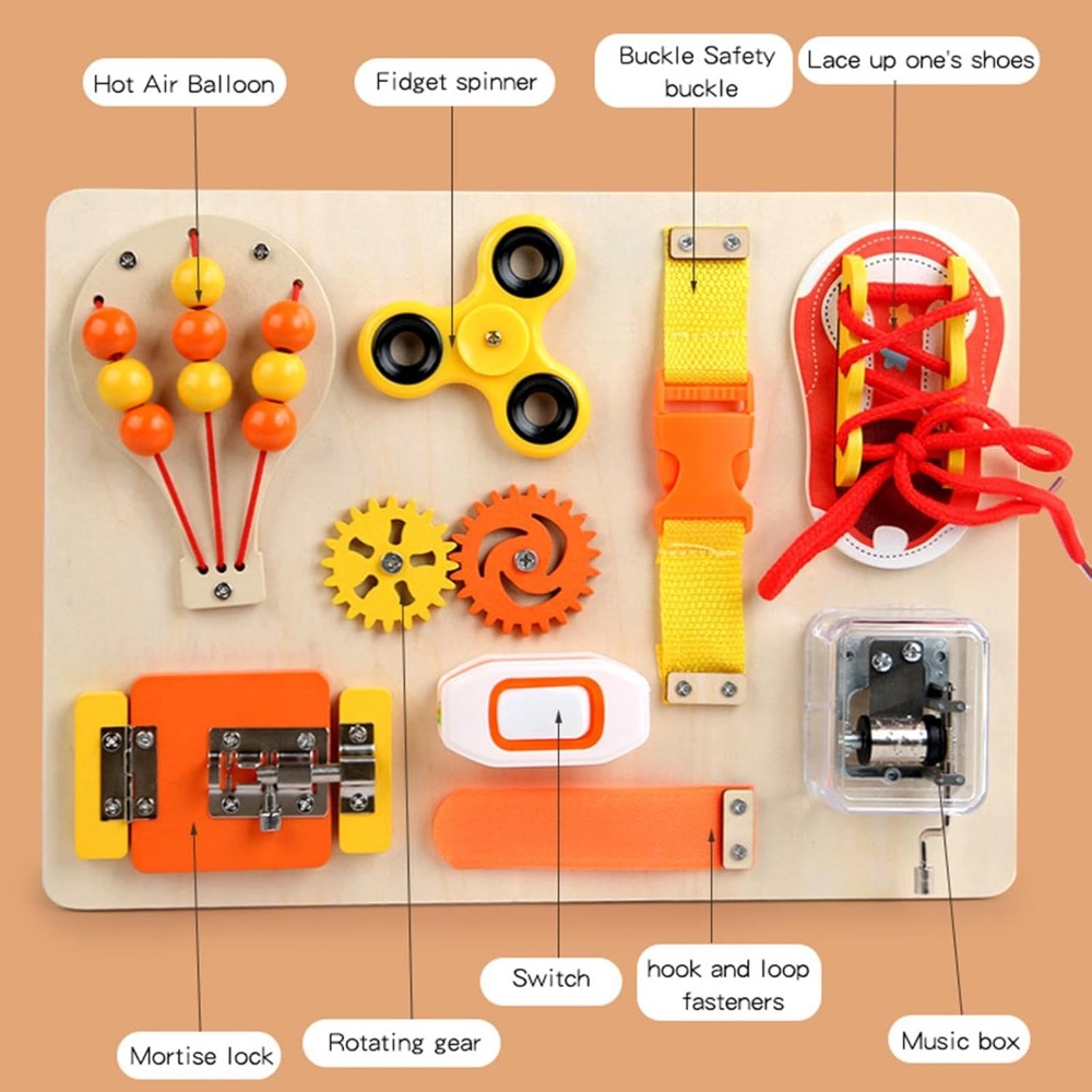 モンテッソーリ木製ビジーボードおもちゃ、幼児向け感覚教育フィ - Kids Education Toy のレビューと価格