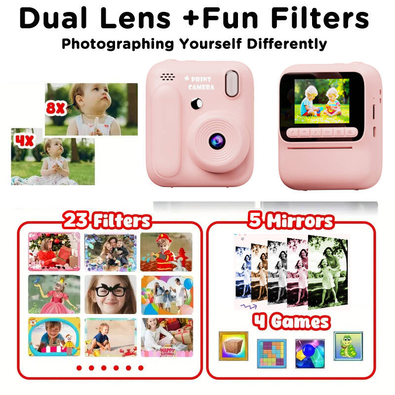 子供インスタントカラー印刷カメラ 1080P カラフルな写真 - Kids Education Video のレビューと価格