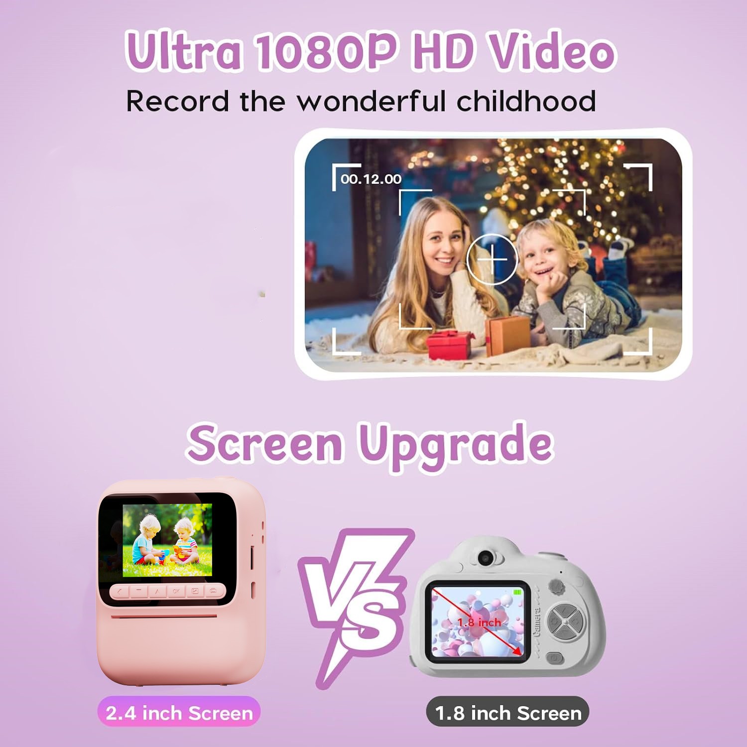 子供インスタントカラー印刷カメラ 1080P カラフルな写真 - Kids Education Video のレビューと価格