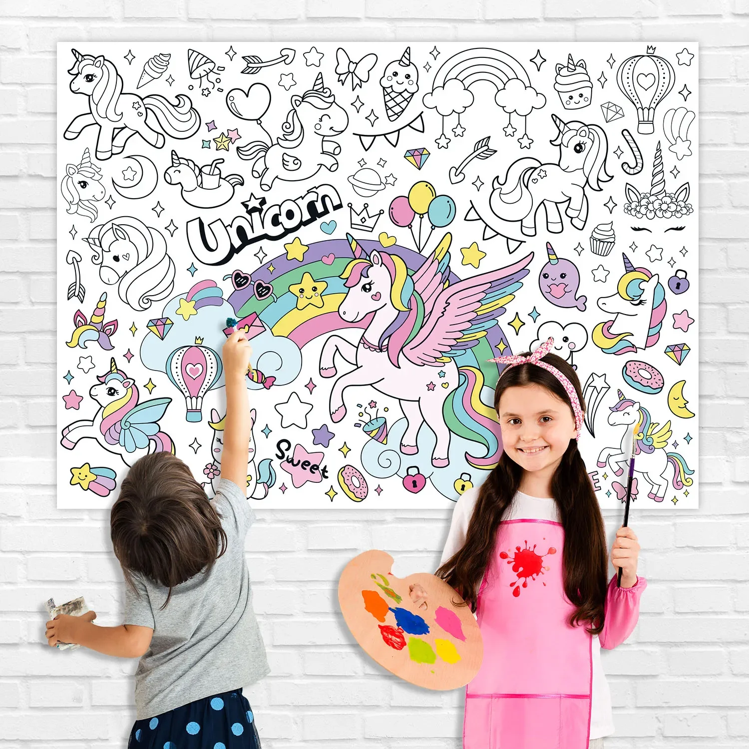 新しいユニコーン塗り絵ブック 子供用 大型塗り絵ポスター テ - Kids Educational Posters のレビューと価格