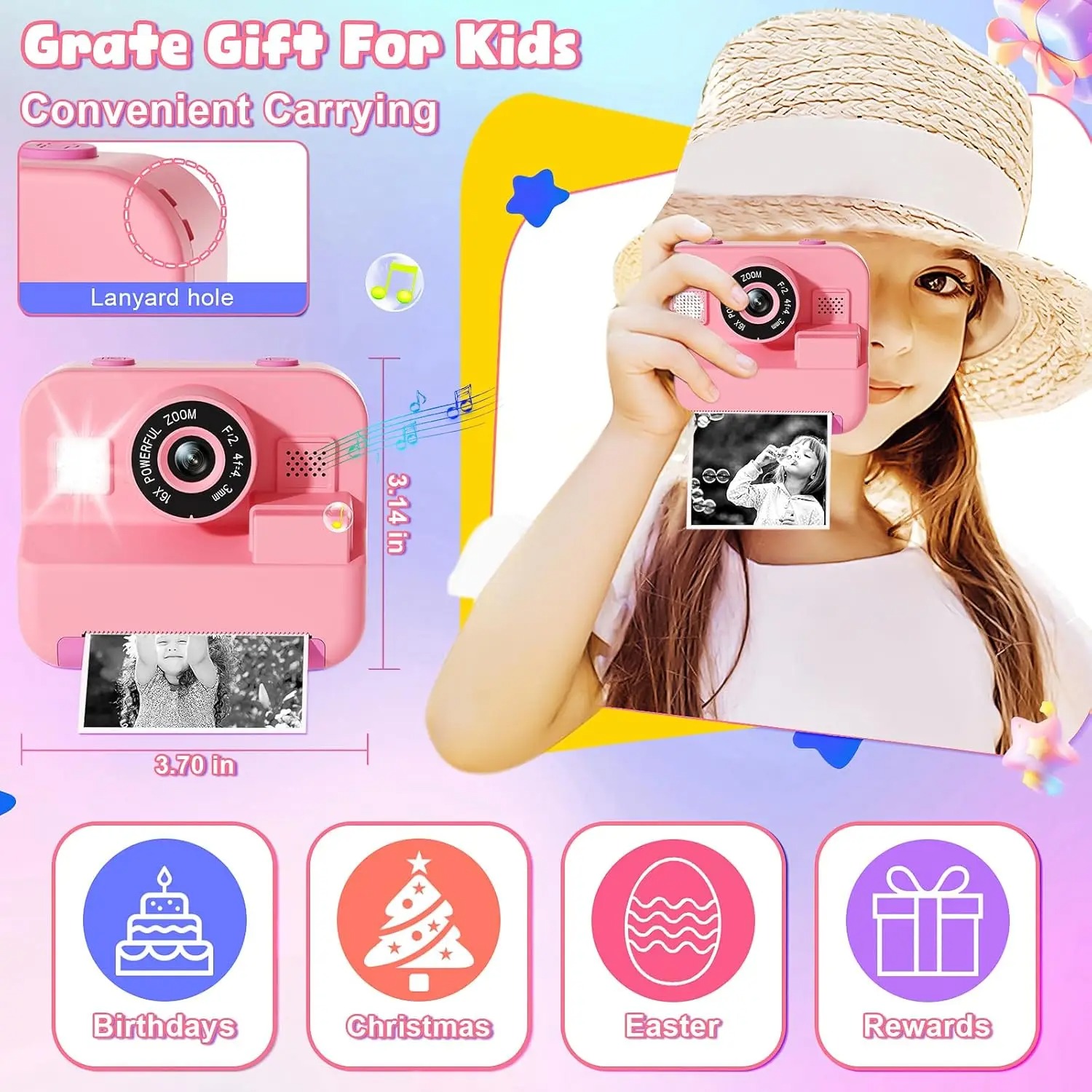 Newインスタントプリントカメラ 32 グラムカード付き熱写 - Kids Education Video のレビューと価格