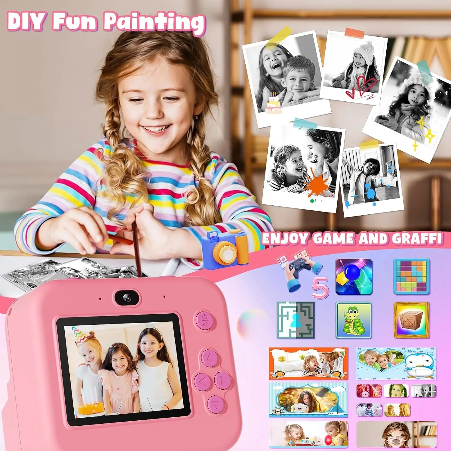 Newインスタントプリントカメラ 32 グラムカード付き熱写 - Kids Education Video のレビューと価格