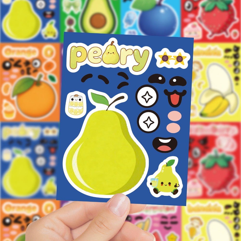 8 枚のシートで顔をかわいくする漫画フルーツステッカー防水  - Kids Education Store のレビューと価格