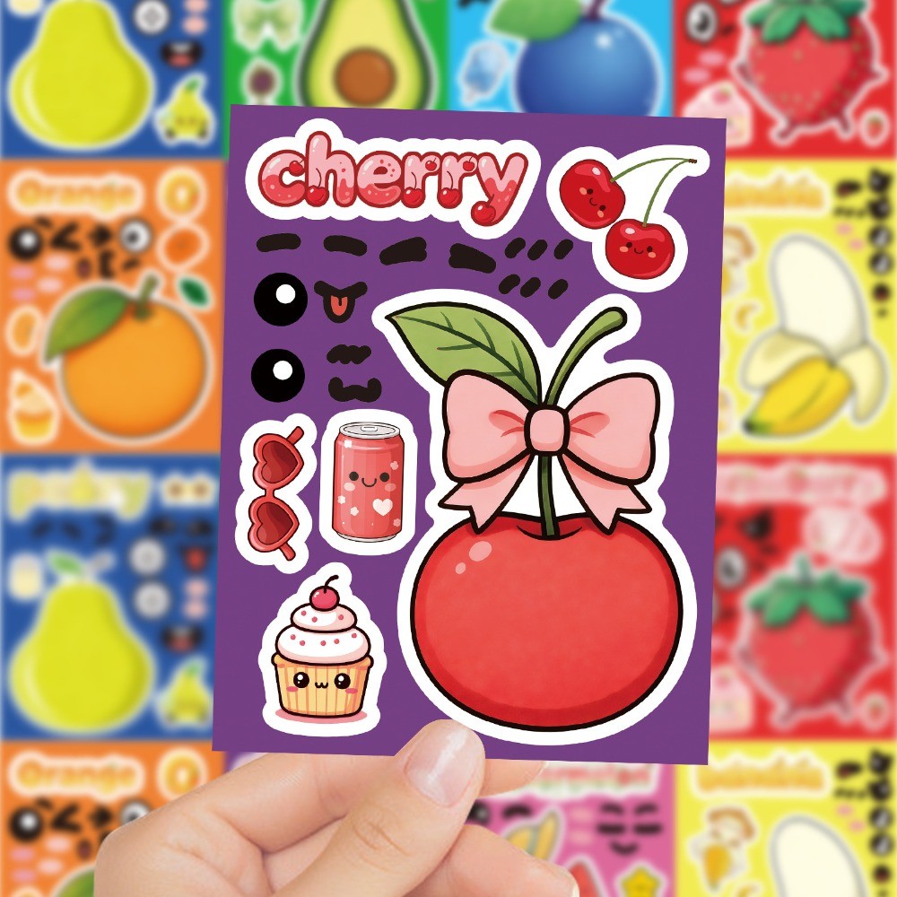8 枚のシートで顔をかわいくする漫画フルーツステッカー防水  - Kids Education Store のレビューと価格