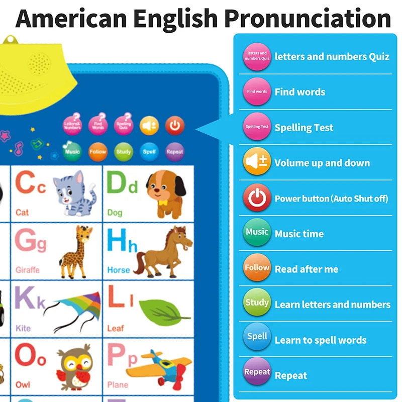 電子英語アルファベット壁チャートトーキングABC文字123音 - Kids Educational Posters のレビューと価格