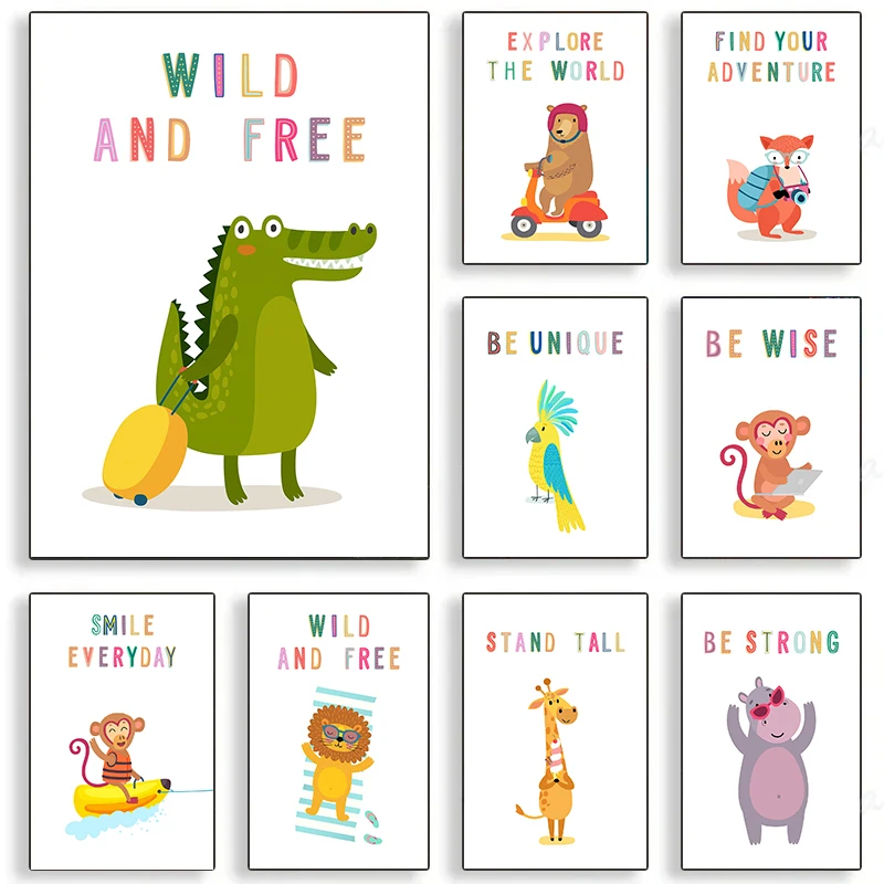 キャンバスプリント壁掛け動物英語語彙就学前教育ポスター写真教 - Kids Educational Posters のレビューと価格